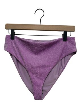 BEACH RIOT NWT Purple Glitter High Waisted Bikini Bottom Size Large
